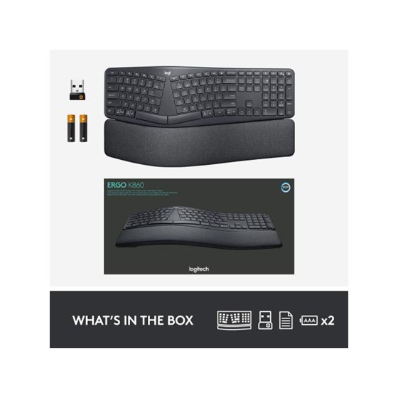 Tipkovnica Bežična Bluetooth Logitech ERGO K860 KEYBOARD GRAPHITE (HR)(P) crna P/N: 920-010108