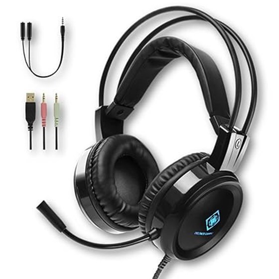 Slušalice DELTACO GAMING DH110 Stereo Gaming Headset, 50mm drivers, LED, flexible microphone, black