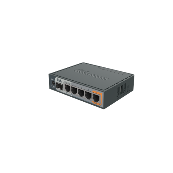 MikroTik hEX S, Router, 256MB RAM, 5×G-LAN, SFP, USB, microSD, PoE-out-port #5, RouterOS L4 (RB760iGS)