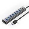 USB A Hub Orico 7x USB A 3.0 + USB C 5V/3A 1m sivi