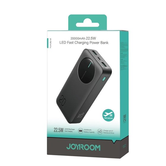 Powerbank 20000mAh 22.5W Joyroom JR-PBF14 Pro Digital Display 2x USB A 1x USB C, crni