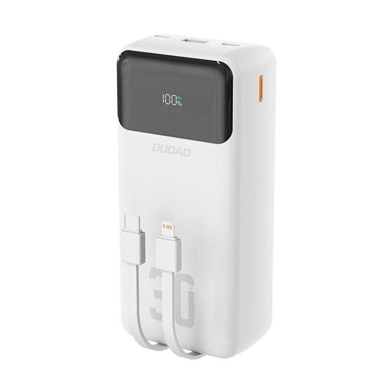 Powerbank 30000mAh 22.5W, Dudao K15Max USB C / Lightning kabel, bijeli