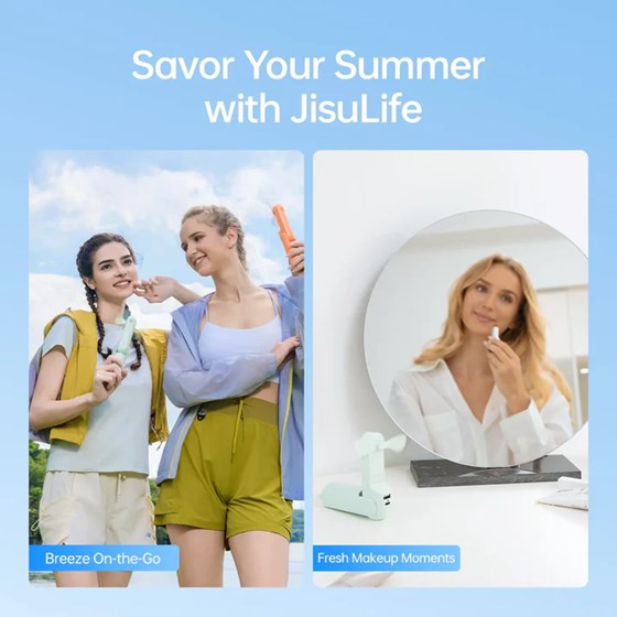 JISU Ručni ventilator F8 3U1, punjač,svjetiljka,Smeđi