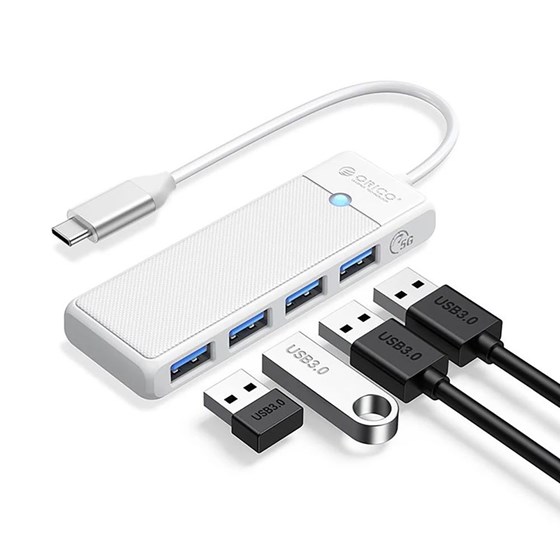 USB C HUB Orico 4 portni, 4× USB 3.0, bijeli, ORICO-PAPW4A-C3-015-WH-EP
