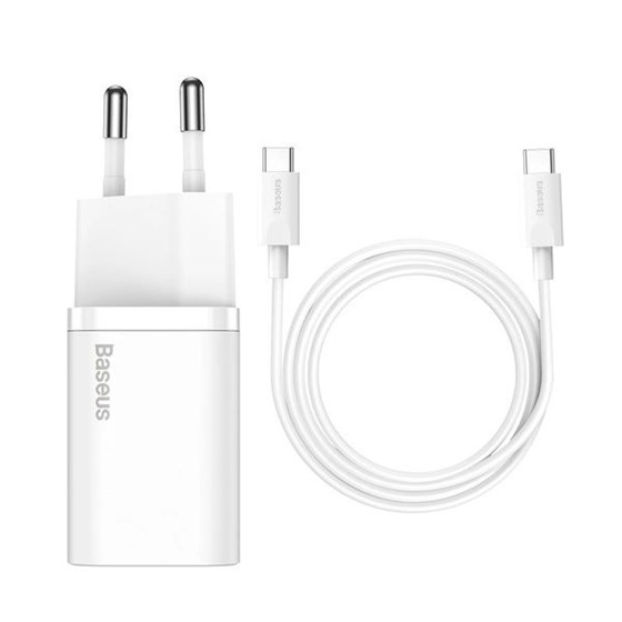Univerzalni punjač za smartphone/tablet Baseus Si 25W + USB C kabel 1m, bijeli