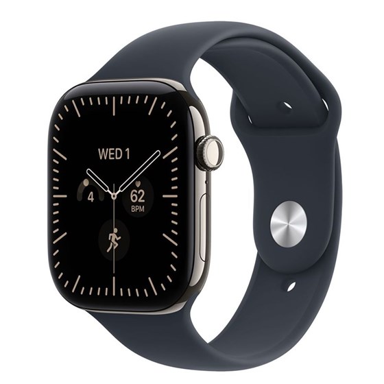 Apple Watch S12 Cellular 46mm Natural Titanium Case with Navy Blue Sport Band - S/M