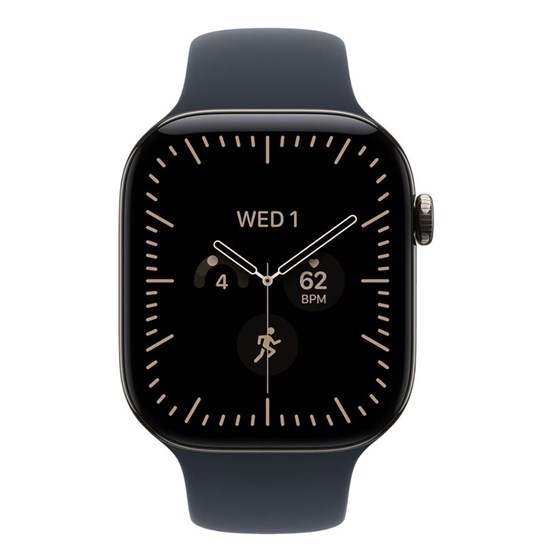 Apple Watch S12 Cellular 46mm Natural Titanium Case with Navy Blue Sport Band - M/L